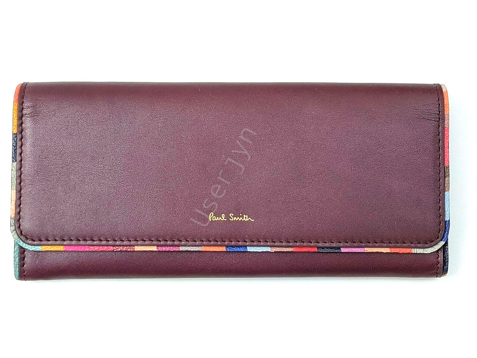 Paul Smith Women's Signature Swirl Trim Leather Purse Damson