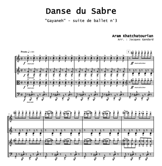 Miniature : Arrangements pour Quatuor à Cordes - BARTOK, TCHAIKOVSKI, CHOPIN, FALLA...