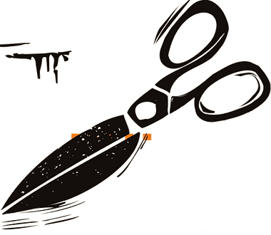Woodcut of a pair of scissors