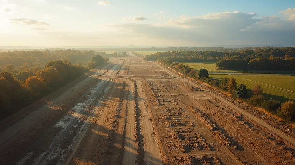 Aerial view of a vacant land ready for development