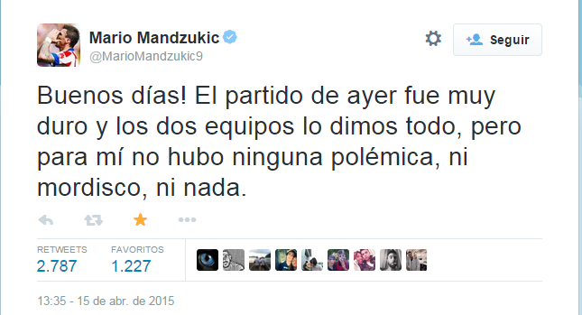 Mandzukic: "No hay mordisco"