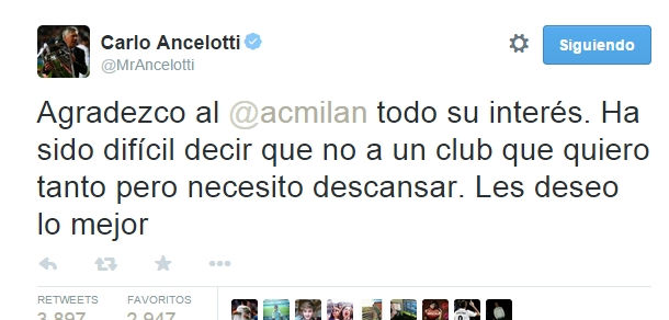 Tweet de Ancelotti