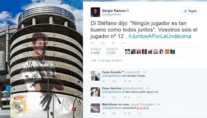 Ramos apela a una frase de Di Stéfano para alentar al madridismo (FOTO: Sergio Ramos)