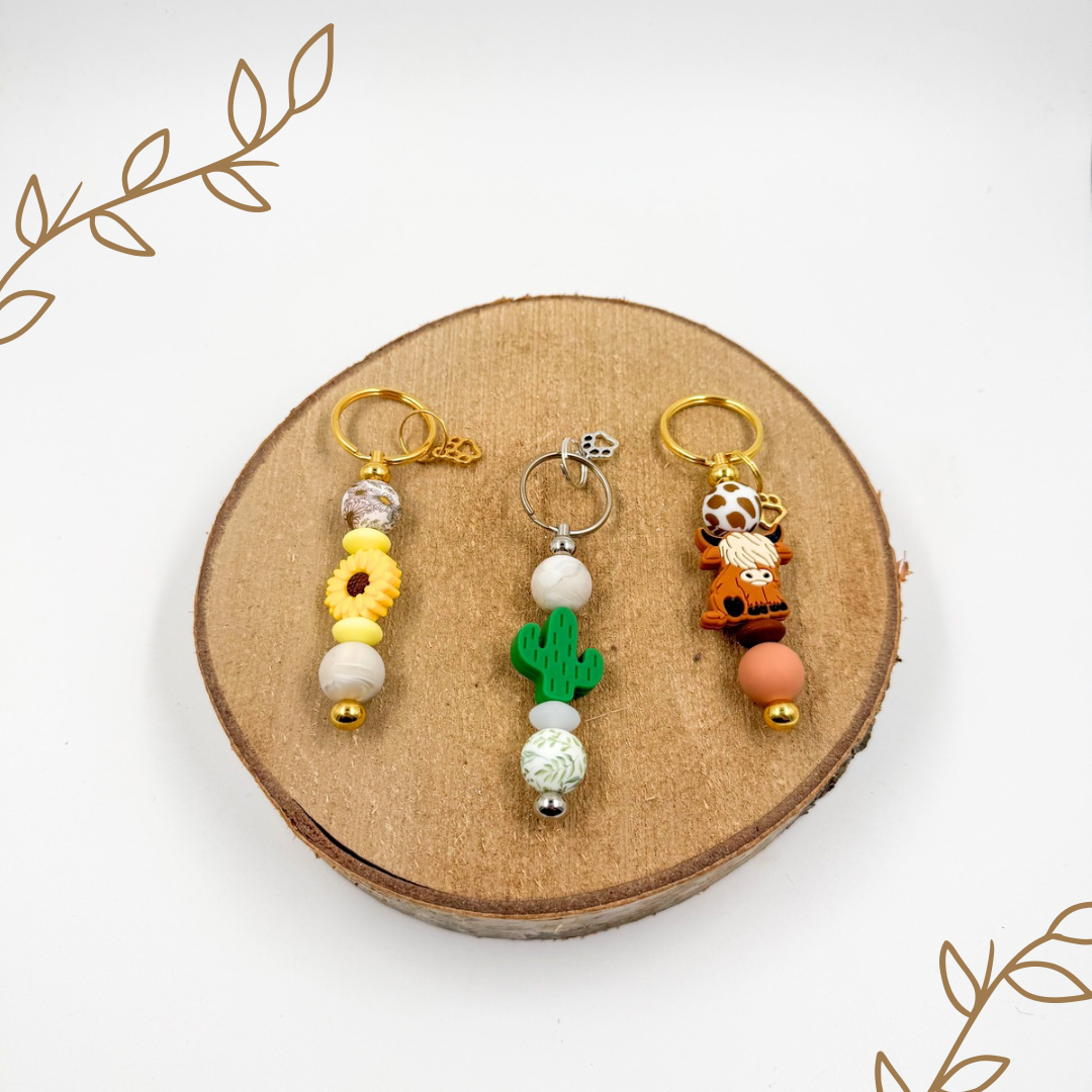Porte-clés avec perles en silicone