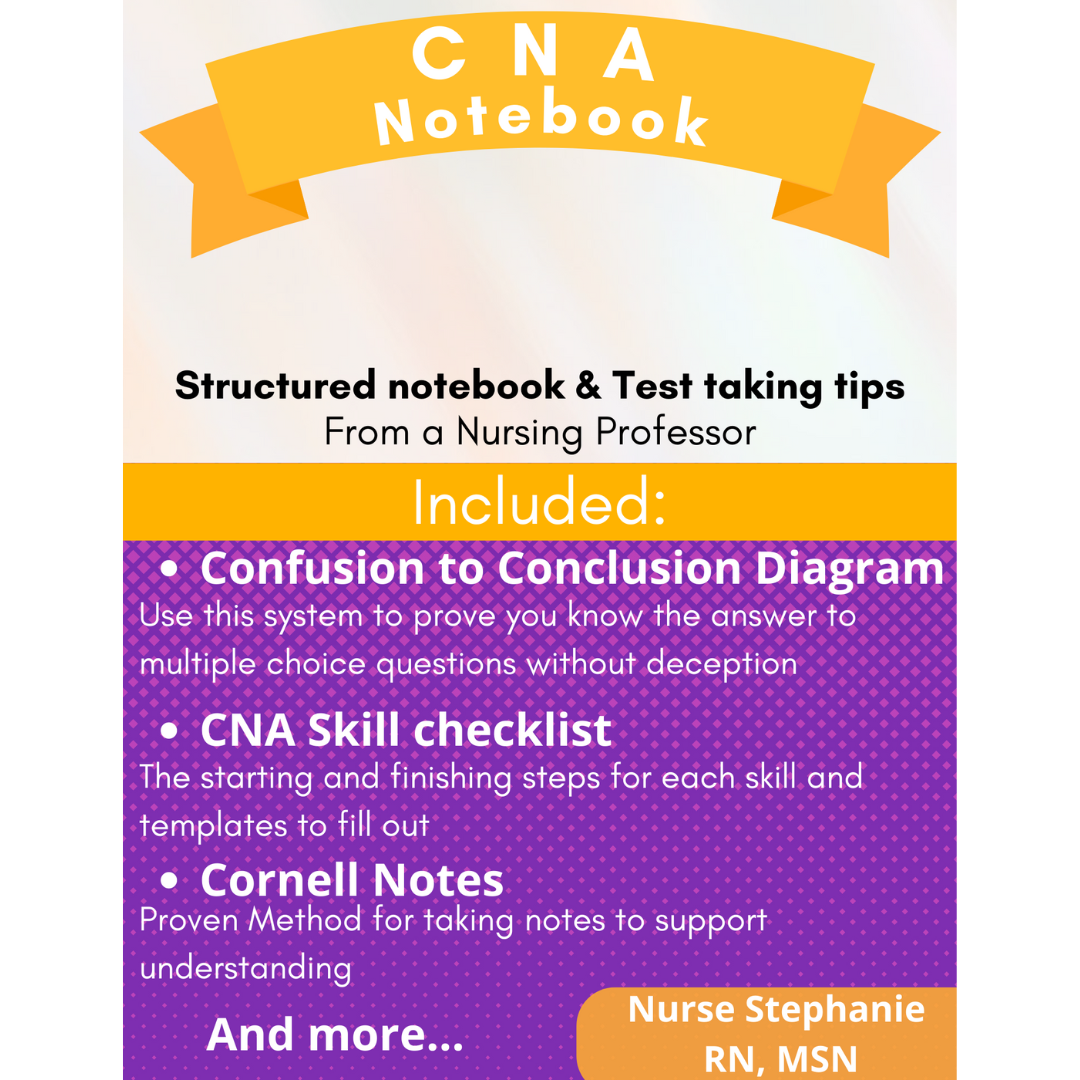CNA Notebook: Structured Notebook and Test Taking Tips