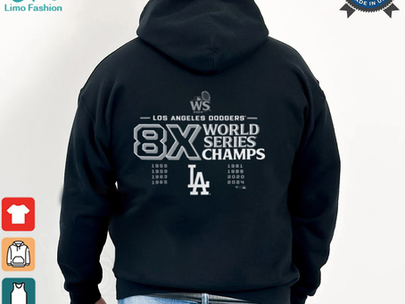 Los Angeles Dodgers 8 Time World Series Champions Logo T Shirt