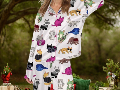 Cute Cat Satin Pajama Set