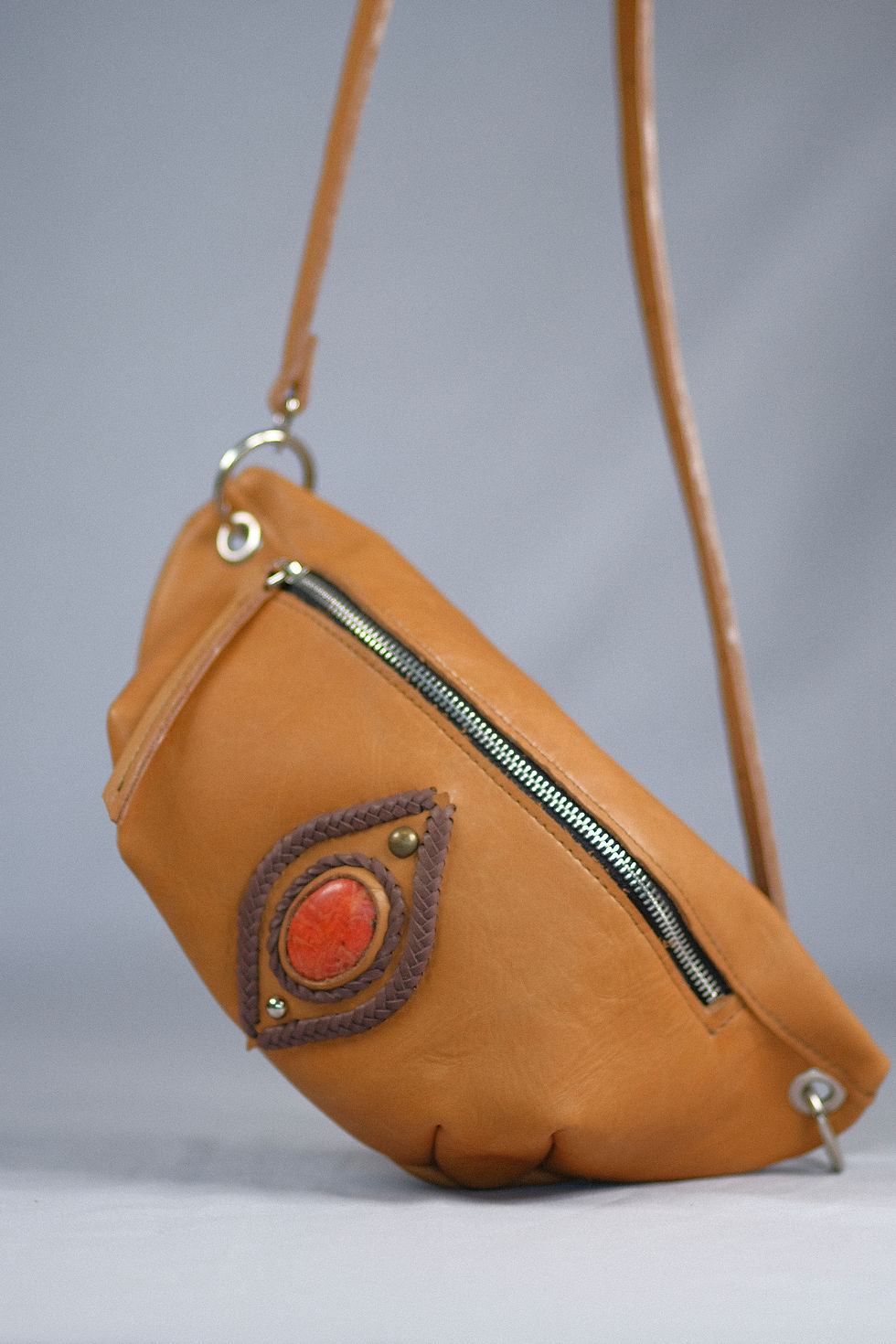 Thumbnail: Brown Smooth Nubuck Leather with Jasper Shoulder Bag/ Waist Bag