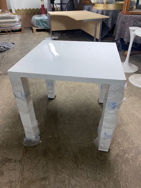 White gloss square table