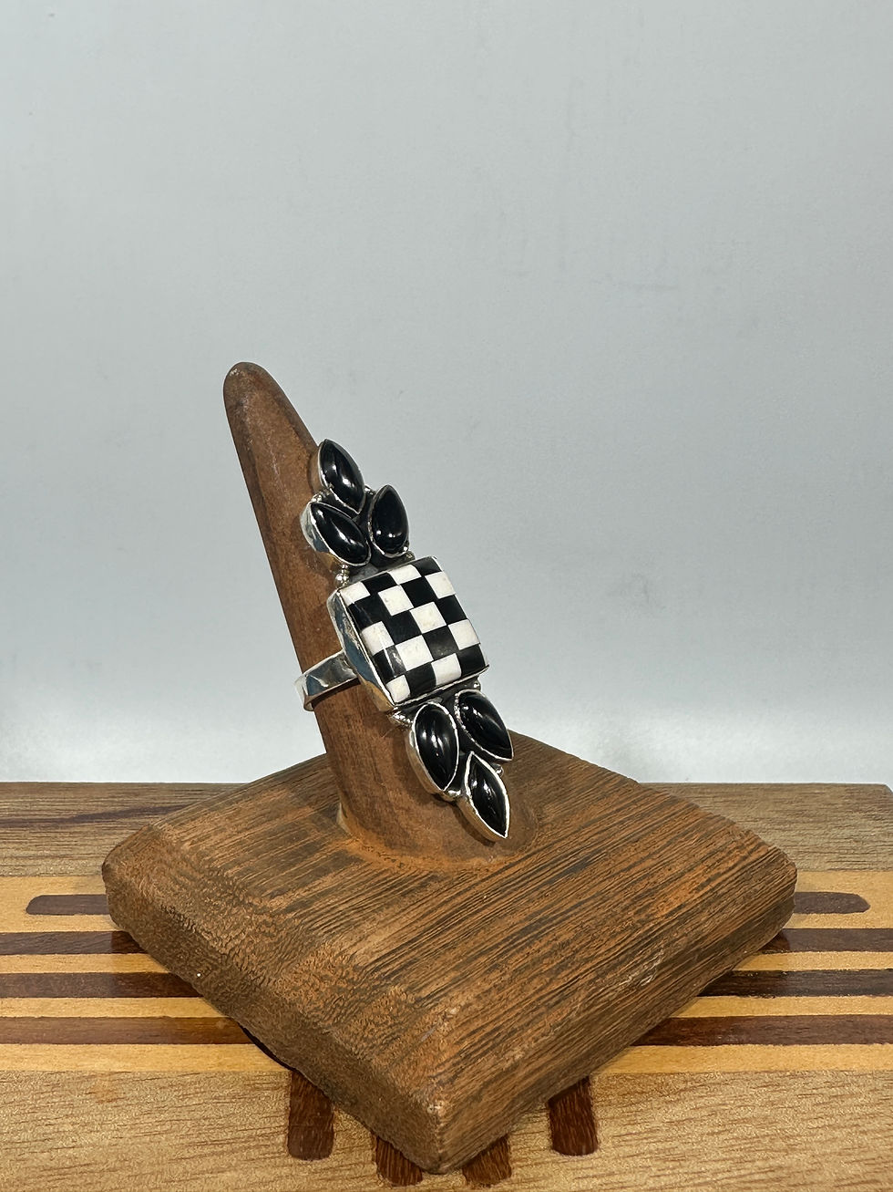 Thumbnail: “Checkers” Black and White Ring Size 8