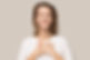 Happy Caucasian young woman in white tsh