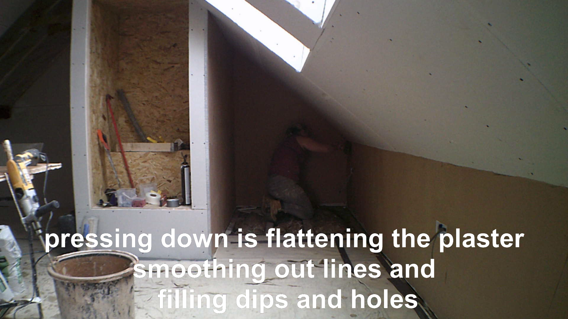 pressing down plaster