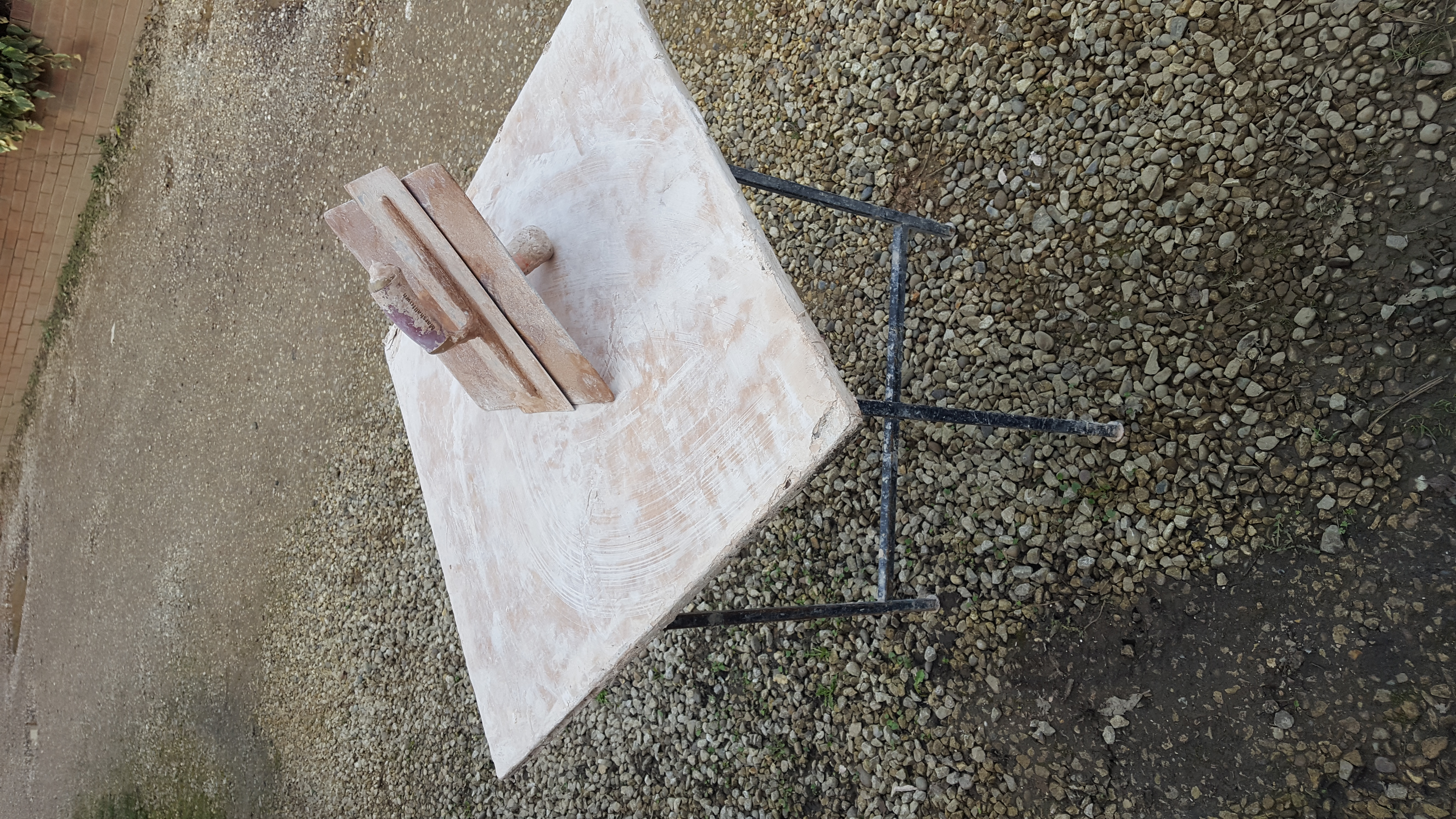 Spot and stand with hawk and trowel