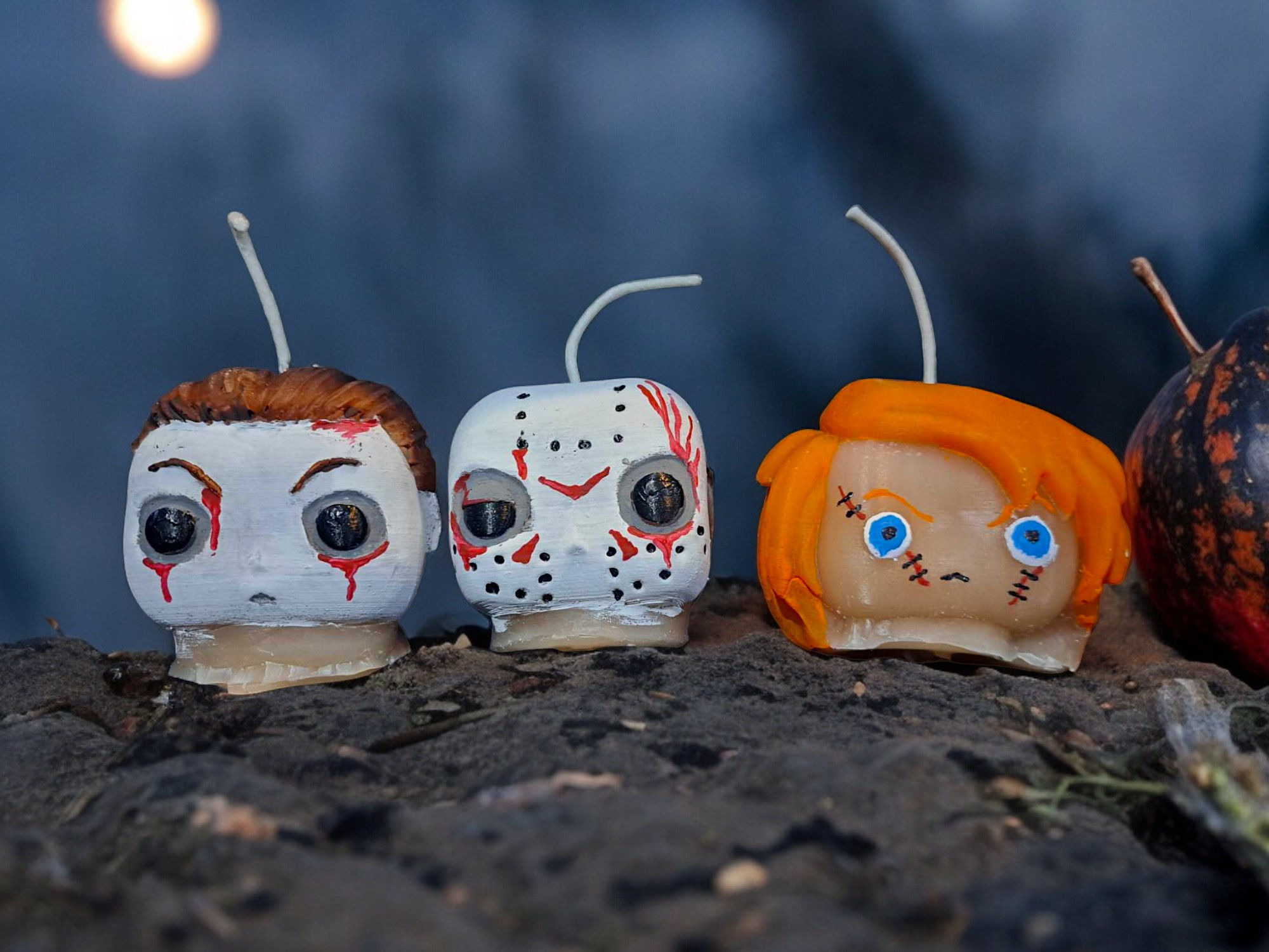 3 slasher candle set Jason, Mike, and Chucky