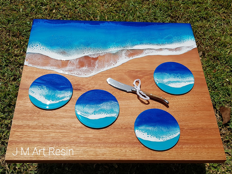 Thumbnail: Large Serving Board Set, including coasters & utensil. 