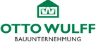This image is the logo for Otto Wulff, which is a small graphic of a green house on top of the name OTTO WULFF in green text, and on the bottom is BAUUNTERNEHMUNG in black text.