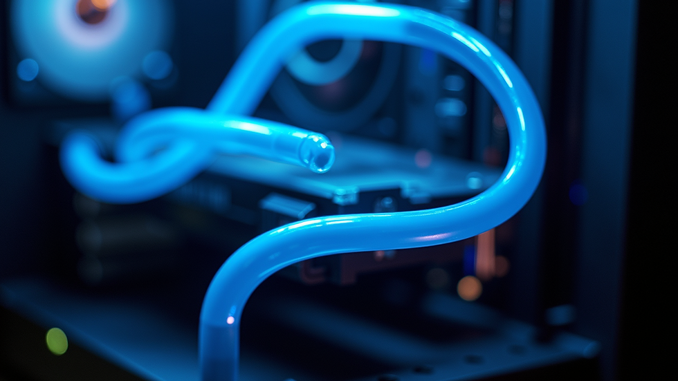 Close-up view of a custom liquid cooling loop inside a PC case