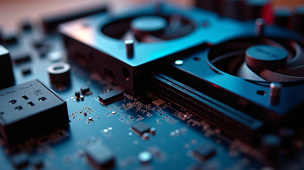 Close-up view of a gaming motherboard showing VRM heatsinks and PCIe slots