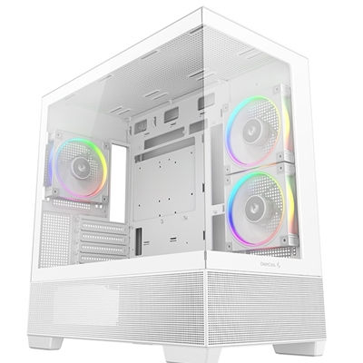 DeepCool CG380 3F Micro-ATX Gaming Case White Panoramic Tempered Glass Side ...