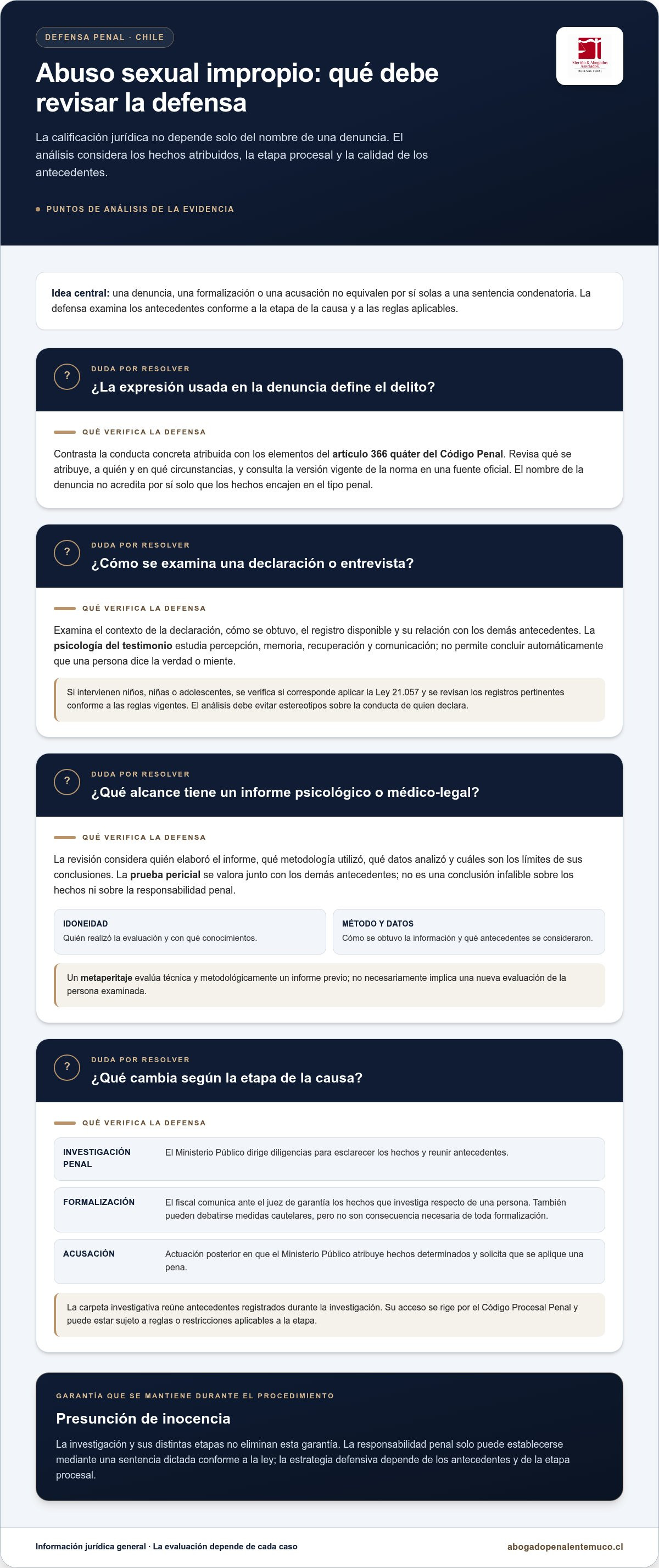 Defensa por abuso sexual impropio