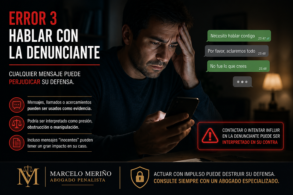 "ERROR 3: HABLAR CON LA DENUNCIANTE". 