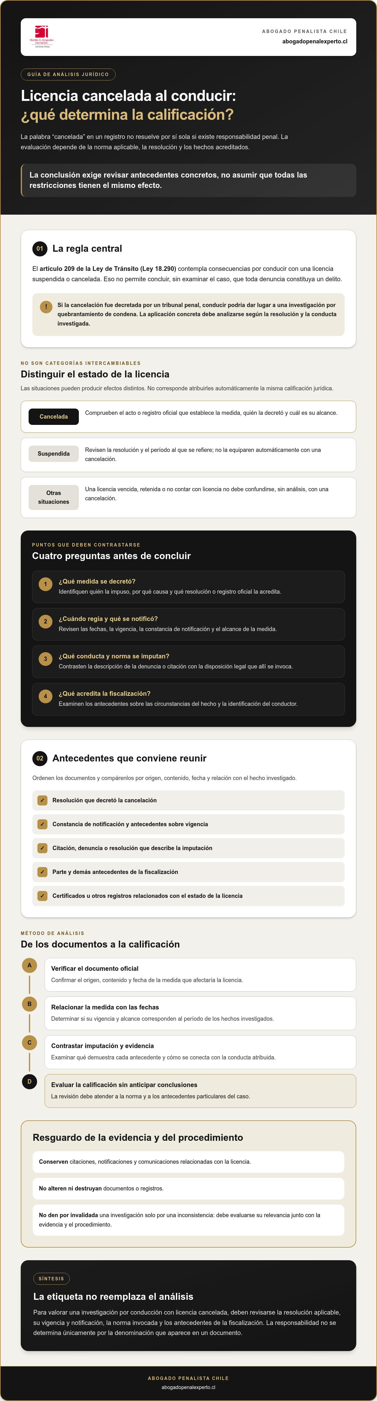 Conducción de vehículo con licencia cancelada delito Chile