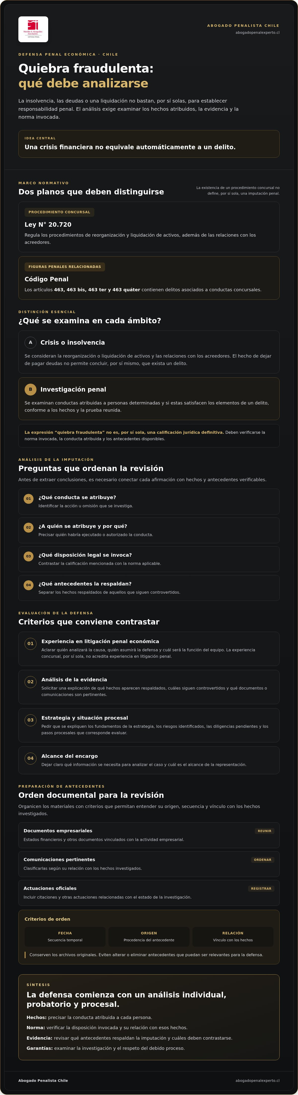 Defensa penal en causas por delitos concursales en Chile