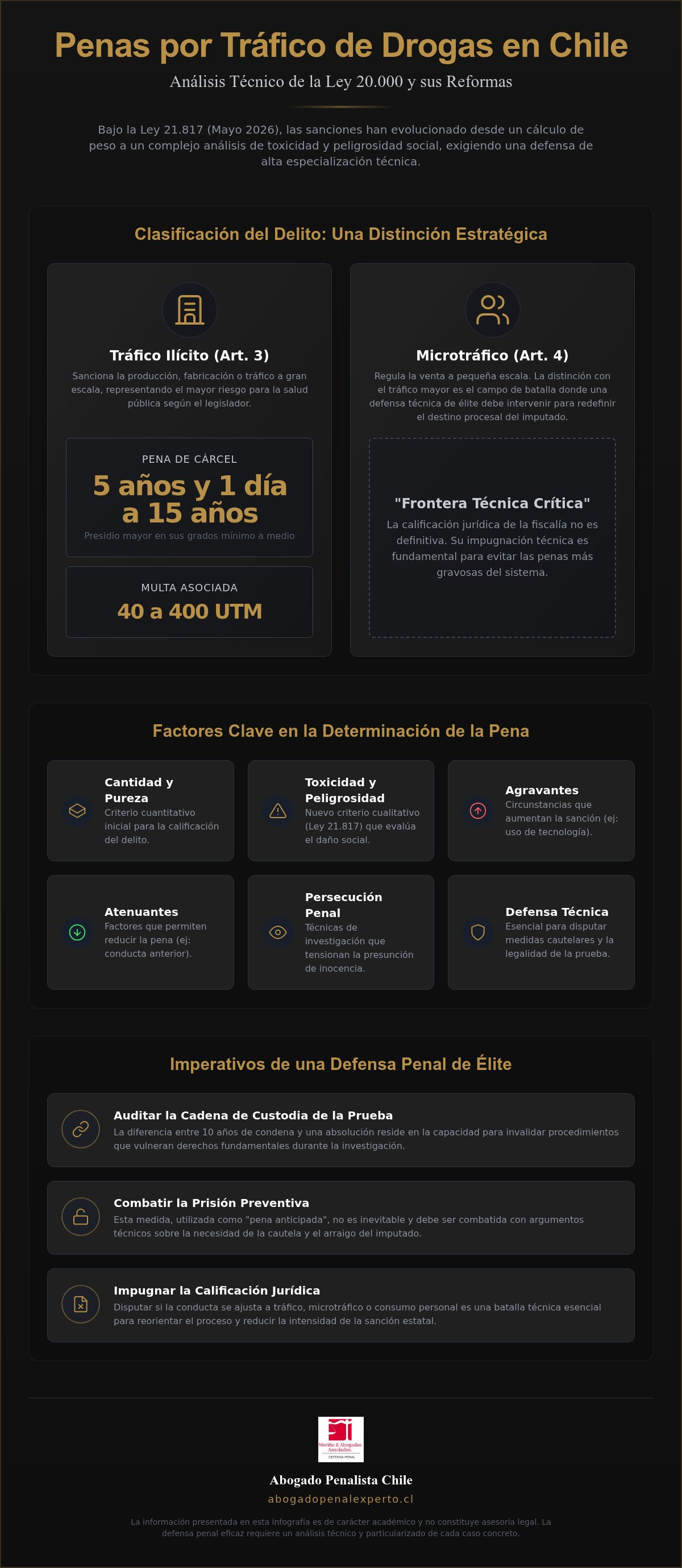 Penas por tráfico de drogas en chile