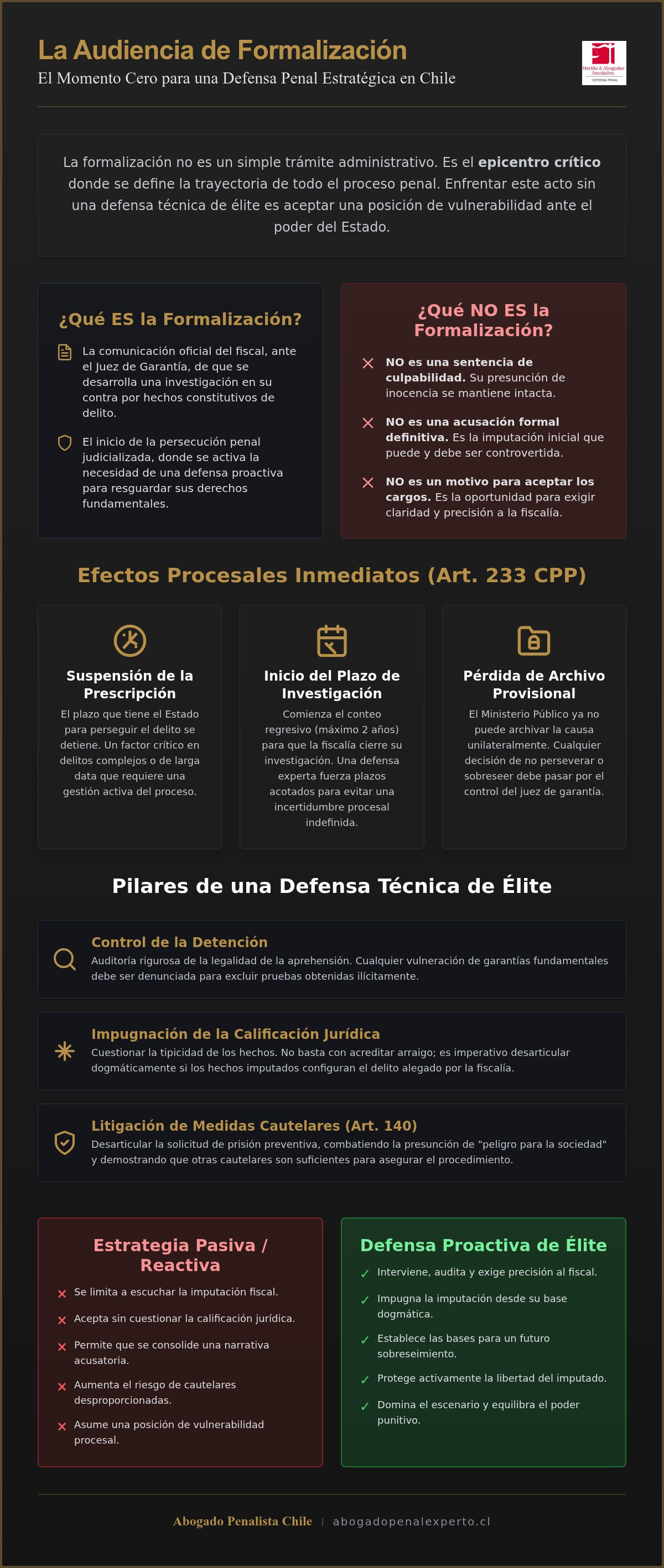 Defensa en audiencia de formalización Chile