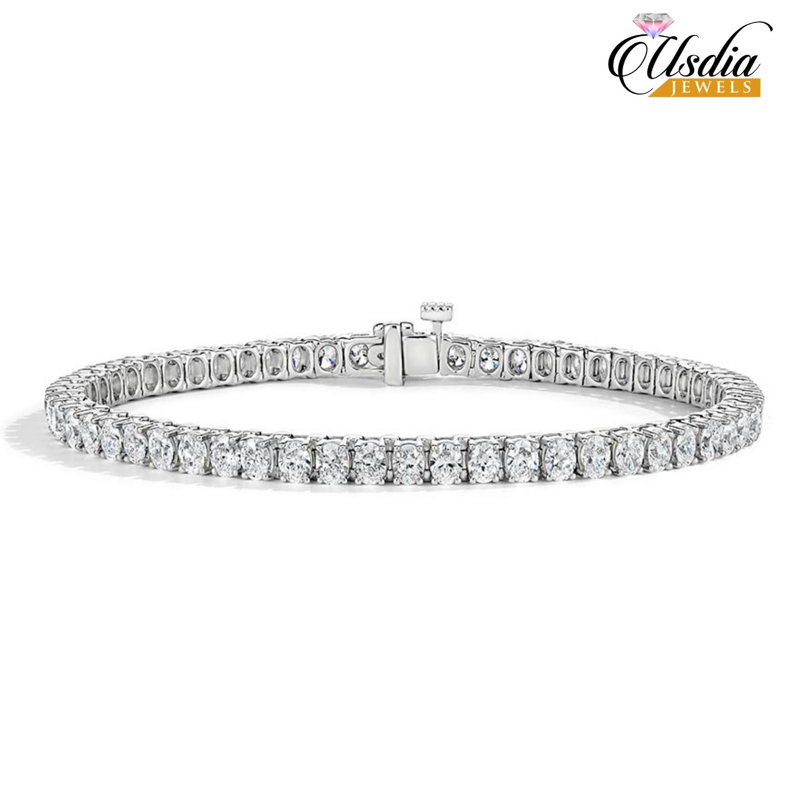 Oval-cut Natural Diamond Tennis Bracelet