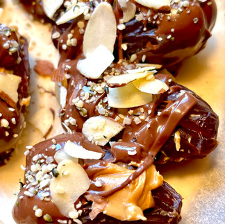 Chocolate Covered Stuffed Nut Butter Dates