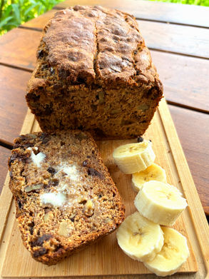 My Oat and Whole Wheat Flour Banana Bread offers a delightful crispy crunch with a soft center packed with walnuts and dairy-free chocolate chips.
