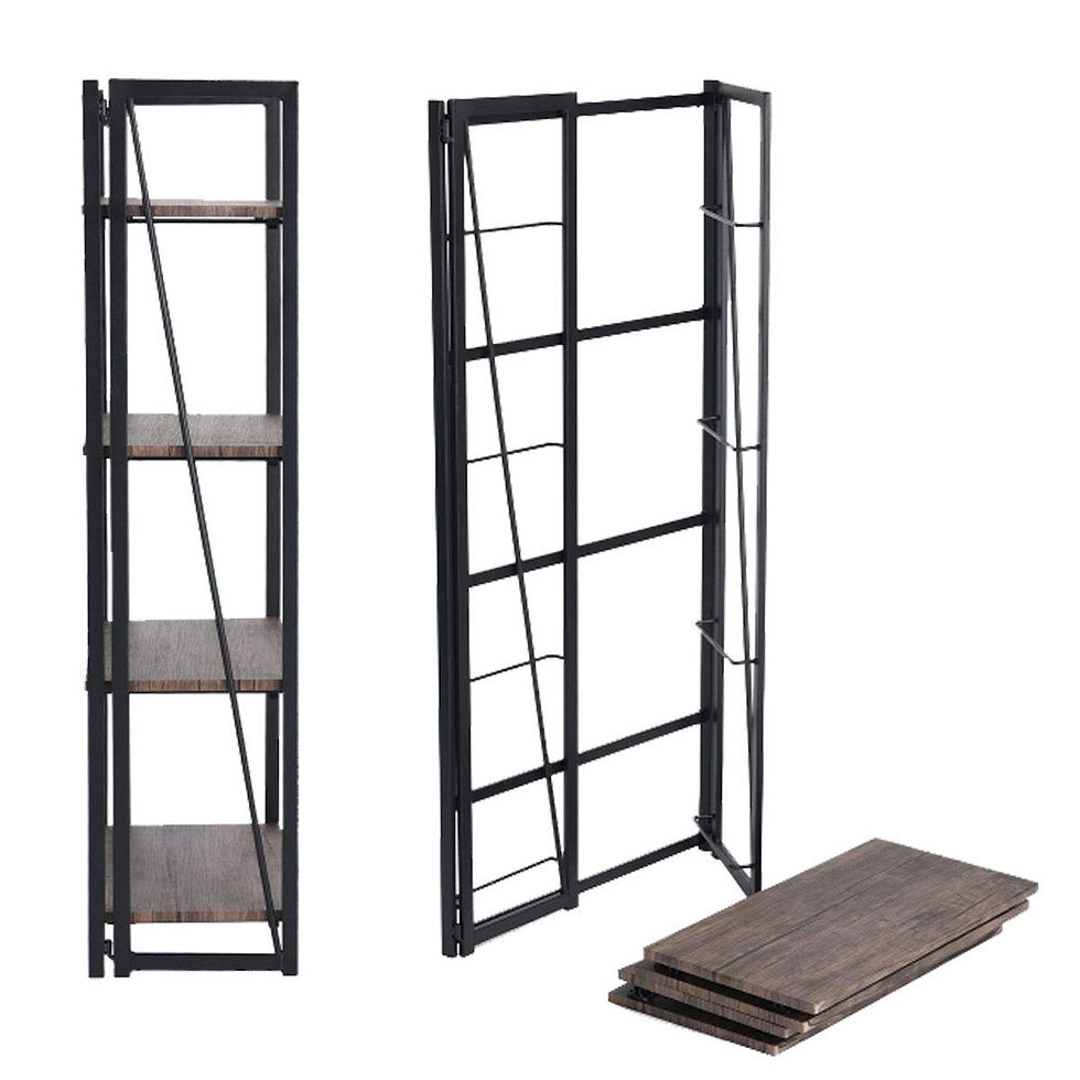 Thumbnail: Inspirer Folding Bookshelf Rack 4-Tiers Bookcase Storage Rack