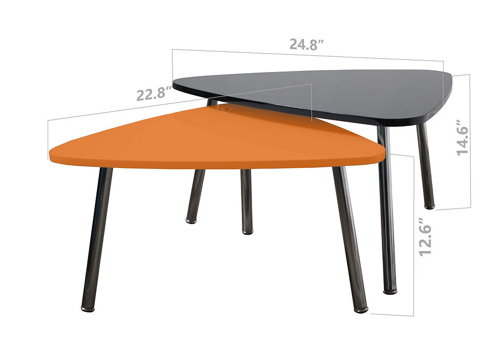 Thumbnail: Nesting Table Chrome Metal Leg, High Glossy Black and White, Table Set 2 pcs