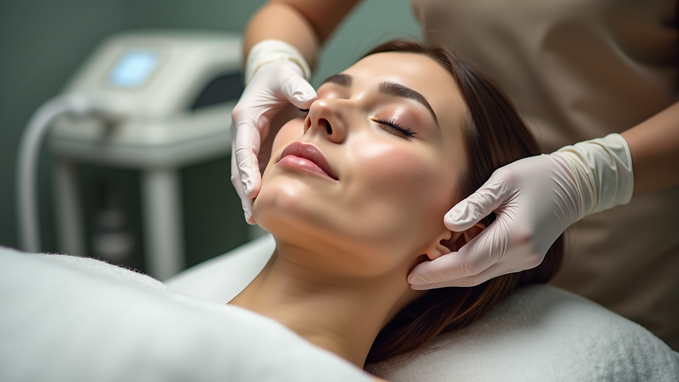 Eye-level view of a modern spa treatment room with microneedling equipment