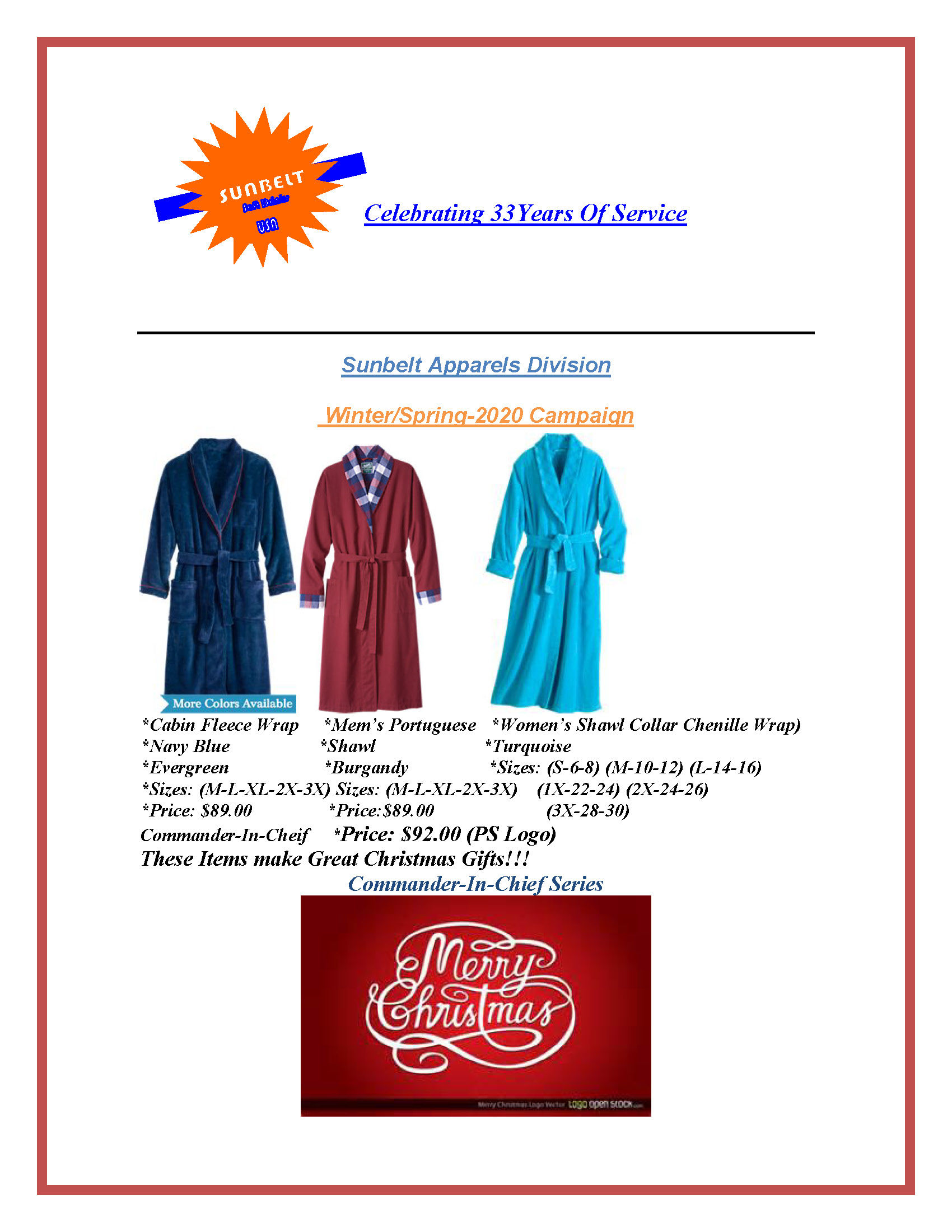 Sunbelt Apparel Memorial Robes