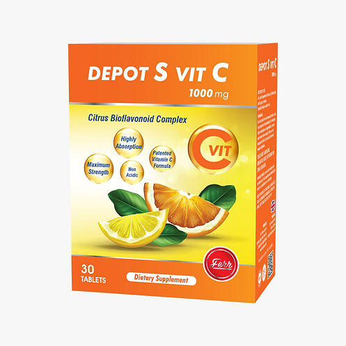 Depot S-Vit C Non-Asidik Mide dostu DEPO tablet formunu yakmayan Daha yüksek emilime sahip Daha uzun süre etkili