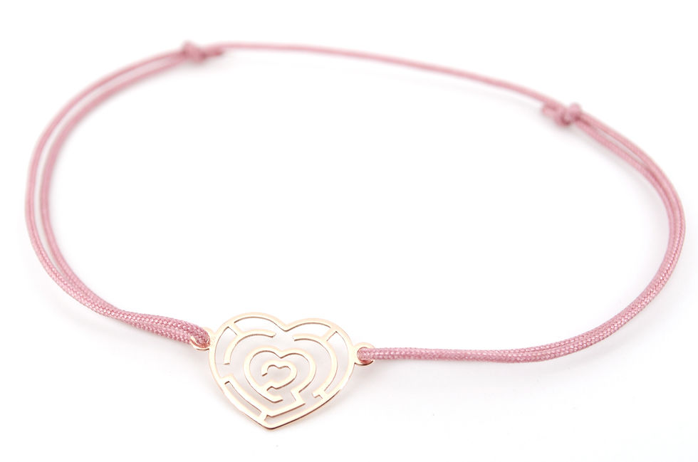 Miniaturbild: Armband Herz Labyrinth Rosegold Schmuck Handmade kaufen Damen Geschenk Make a wish Glücksarmband