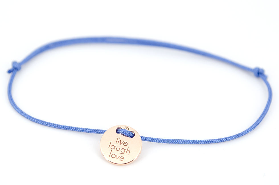 Miniaturbild: Armband Rosegold Plättchen Gravur Lebe Liebe Lache als Geschenk für Familie oder Freunde individuell angefertigter Schmuck