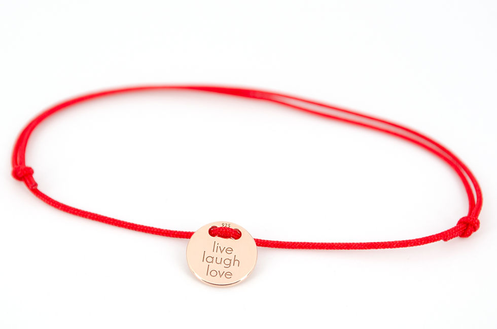 Miniaturbild: Armband Rosegold Plättchen Gravur Lebe Liebe Lache als Geschenk für Familie oder Freunde individuell angefertigter Schmuck
