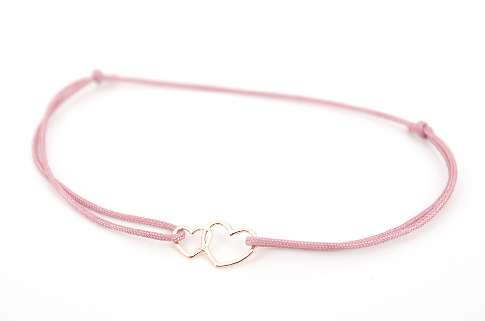 Miniaturbild: Armband Doppeltes Herz Rosegold