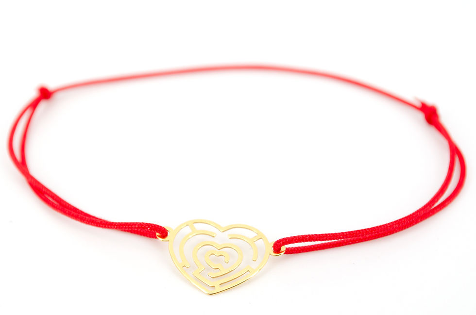 Miniaturbild: Armband Herz Labyrinth Gold Schmuck Handmade mit Band Schnur Faden kaufen online Accessoires
