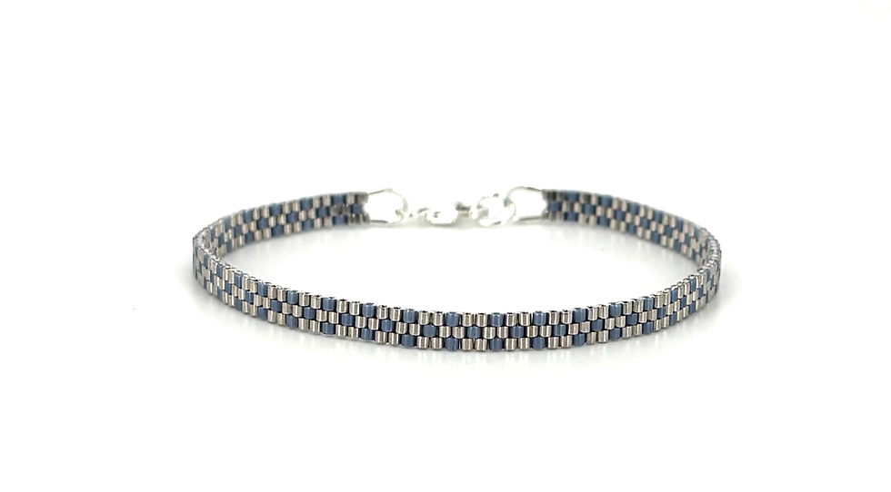 Miniaturbild: Armband Perlen zart zierlich Silber Blau Schlicht dünn Schmuck