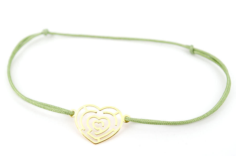 Miniaturbild: Armband Herz Labyrinth Gold Schmuck Handmade mit Band Schnur Faden kaufen online Accessoires