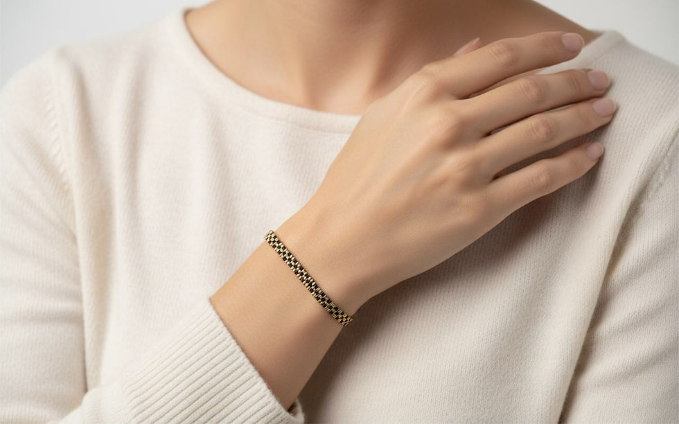 Miniaturbild: Armband Damen Perlen zart zierlich Gold Schwarz Schlicht dünn Schmuck