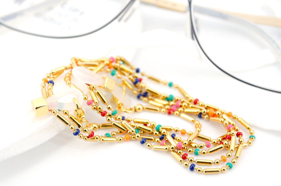 Miniaturbild: Brillenkette Gold Damen Schmuck kaufen online Shop Bunt Rot Grün Blau Brillenband Brillenhalter Sonnenbrille Kette Band