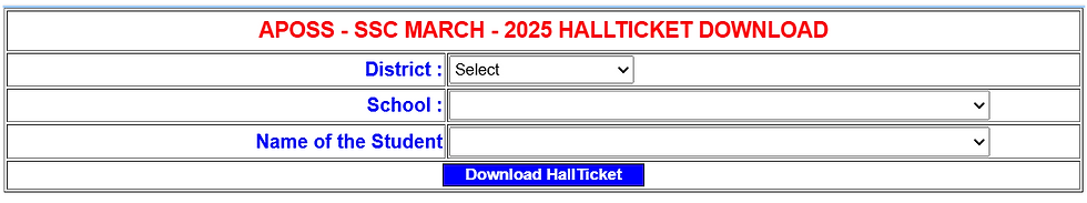 APOSS - SSC MARCH 2025 HALL TICKETS DOWNLOAD