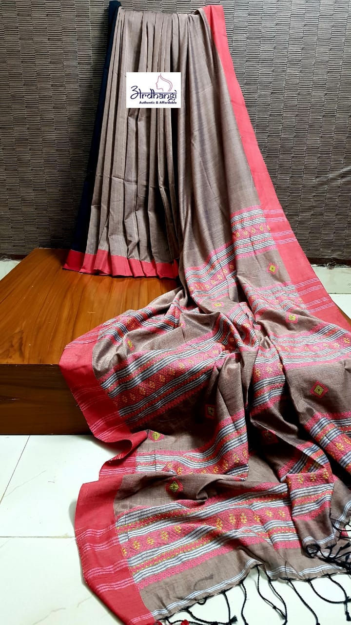 Cotton Khadi Jamdani Ash