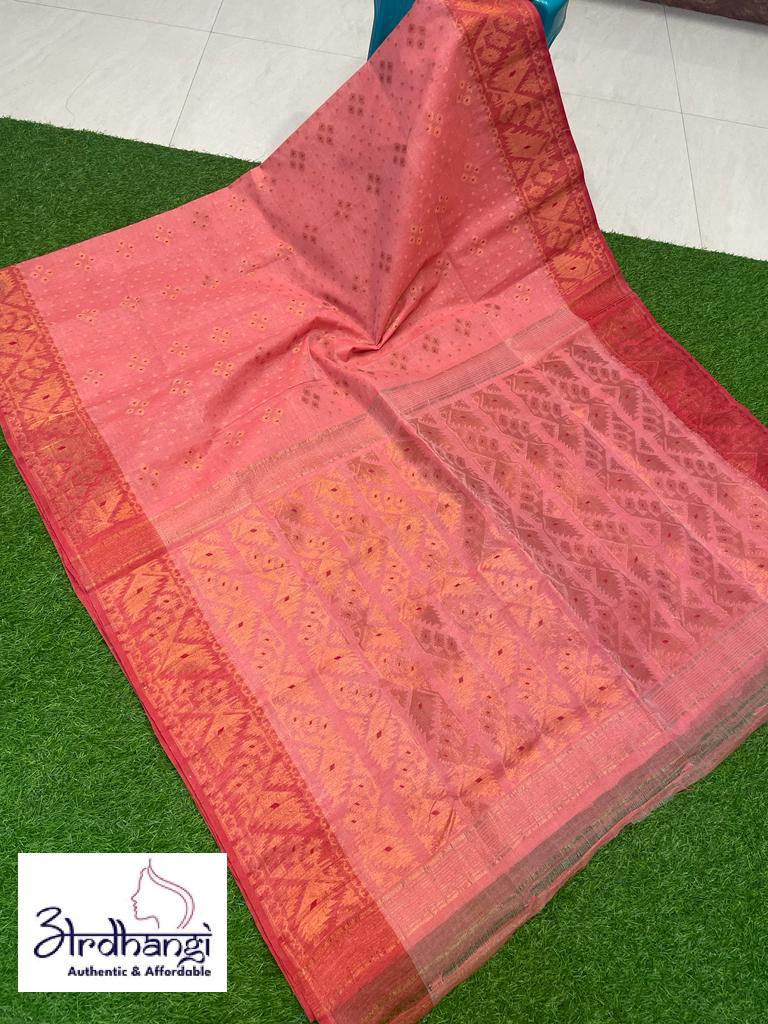 Traditional Semi Polish BD Dhakai Jamdani Pink