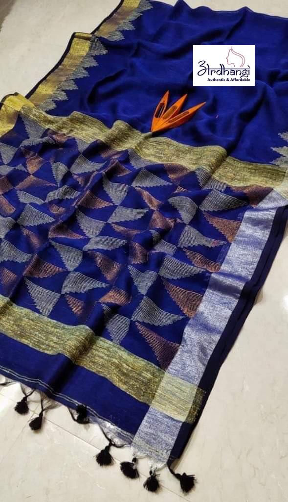 Cotton Vanga Kanch Jamdani Royal Blue
